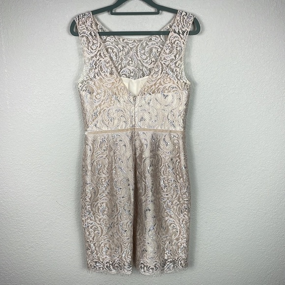 Jenny Yoo Collection Harlow Dress Lace Sweetheart Mini Cream Metallic Sz 4 - Picture 5 of 13